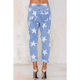 Star Pattern Ripped Boyfriend Jeans Star Pattern Ripped Boyfriend Jeans