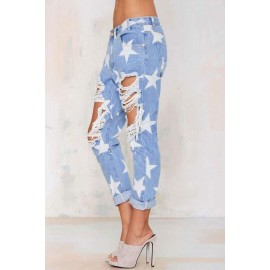 Star Pattern Ripped Boyfriend Jeans Star Pattern Ripped Boyfriend Jeans