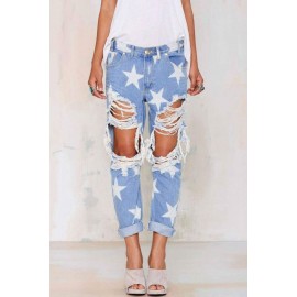 Star Pattern Ripped Boyfriend Jeans Star Pattern Ripped Boyfriend Jeans