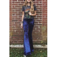 Cobalt Blue Flare Velvet Pants