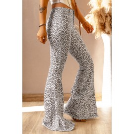 Leopard Print Raw Hem High Rise Flare Pants Leopard Print Raw Hem High Rise Flare Pants