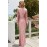 Pink Sequin Fringe Sleeve Prom Maxi Dress