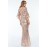 Apricot Off The Shoulder Sequined Maxi Dress