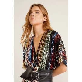 Multicolor Sequin Deep V Neck Tunic Dress Multicolor Sequin Deep V Neck Tunic Dress