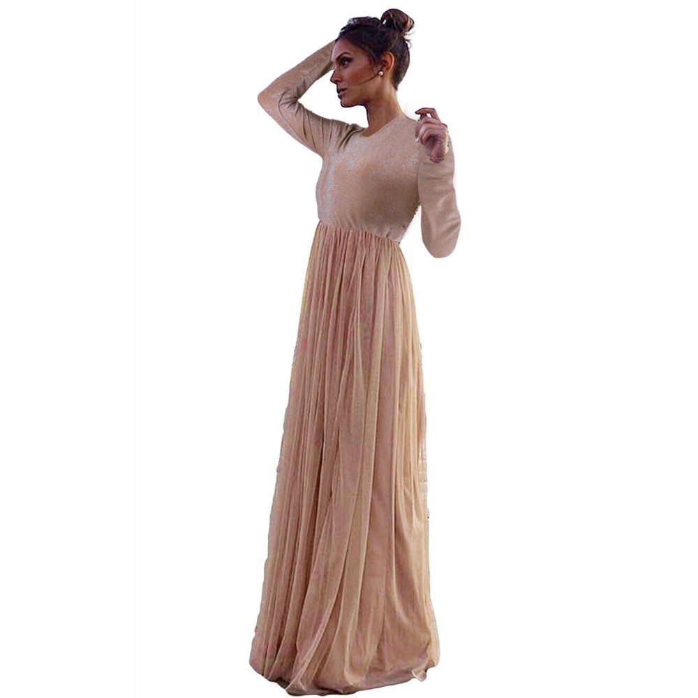 Long Sleeve Sequin Bodice Cocktail Maxi Dress Long Sleeve Sequin Bodice Cocktail Maxi Dress