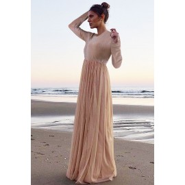 Long Sleeve Sequin Bodice Cocktail Maxi Dress Long Sleeve Sequin Bodice Cocktail Maxi Dress