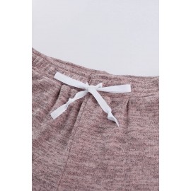 Pink Long Sleeve Drawstring Button Loungewear Pink Long Sleeve Drawstring Button Loungewear