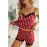 V Neck Sleeveless Lace Polka Dot Pajamas Set