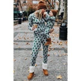 Parent-child Matching Mom's Christmas Trees Print Lounge Set Parent-child Matching Mom's Christmas Trees Print Lounge Set