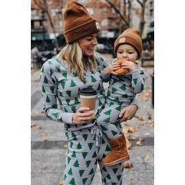 Parent-child Matching Mom's Christmas Trees Print Lounge Set Parent-child Matching Mom's Christmas Trees Print Lounge Set