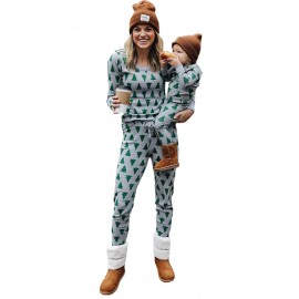 Parent-child Matching Mom's Christmas Trees Print Lounge Set Parent-child Matching Mom's Christmas Trees Print Lounge Set