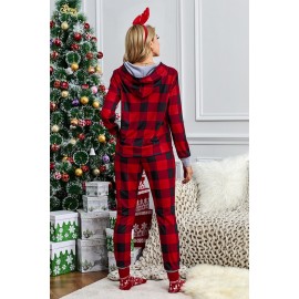Christmas Plaid Leopard Print Pocket Hoodie and Slim-fit Pants Set Christmas Plaid Leopard Print Pocket Hoodie and Slim-fit Pants Set