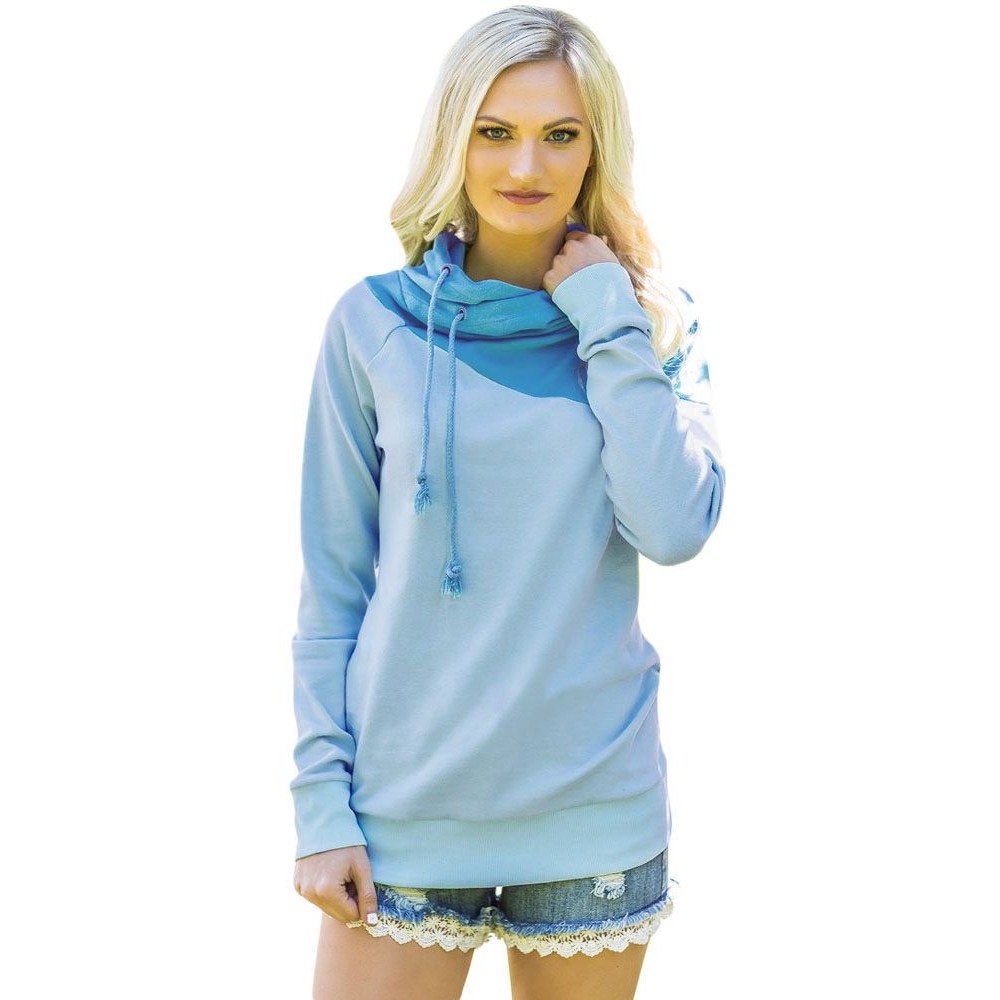 Blue Duotone Chic Hooded Sweatshirt Blue Duotone Chic Hooded Sweatshirt
