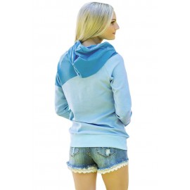 Blue Duotone Chic Hooded Sweatshirt Blue Duotone Chic Hooded Sweatshirt