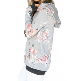 Casual Floral Printed Hoodie Casual Floral Printed Hoodie