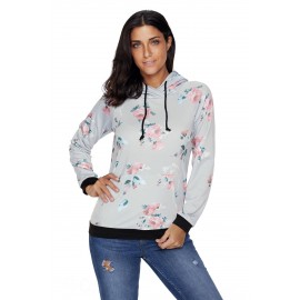 Casual Floral Printed Hoodie Casual Floral Printed Hoodie