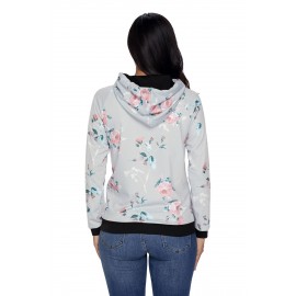Casual Floral Printed Hoodie Casual Floral Printed Hoodie