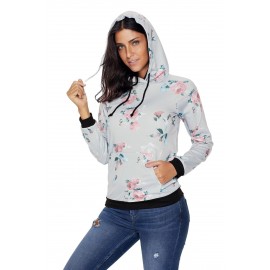 Casual Floral Printed Hoodie Casual Floral Printed Hoodie