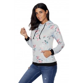 Casual Floral Printed Hoodie Casual Floral Printed Hoodie