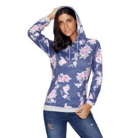 Navy Pink Floral Drawstring Hoodie Navy Pink Floral Drawstring Hoodie