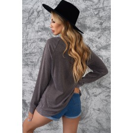 Dark Gray Contrast Stripes Pullover Sweatshirt Dark Gray Contrast Stripes Pullover Sweatshirt
