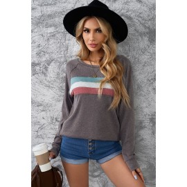 Dark Gray Contrast Stripes Pullover Sweatshirt Dark Gray Contrast Stripes Pullover Sweatshirt