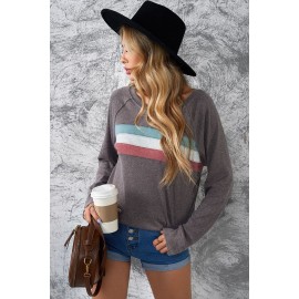 Dark Gray Contrast Stripes Pullover Sweatshirt Dark Gray Contrast Stripes Pullover Sweatshirt