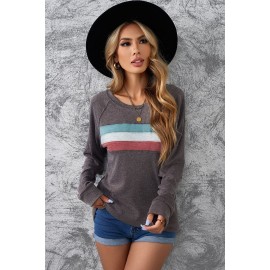 Dark Gray Contrast Stripes Pullover Sweatshirt Dark Gray Contrast Stripes Pullover Sweatshirt