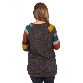 Multicolor Long Sleeve Charcoal Grey Sweatshirt Multicolor Long Sleeve Charcoal Grey Sweatshirt