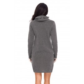 Grey Drawstring Cowl Neck Sweatshirt Dress Grey Drawstring Cowl Neck Sweatshirt Dress