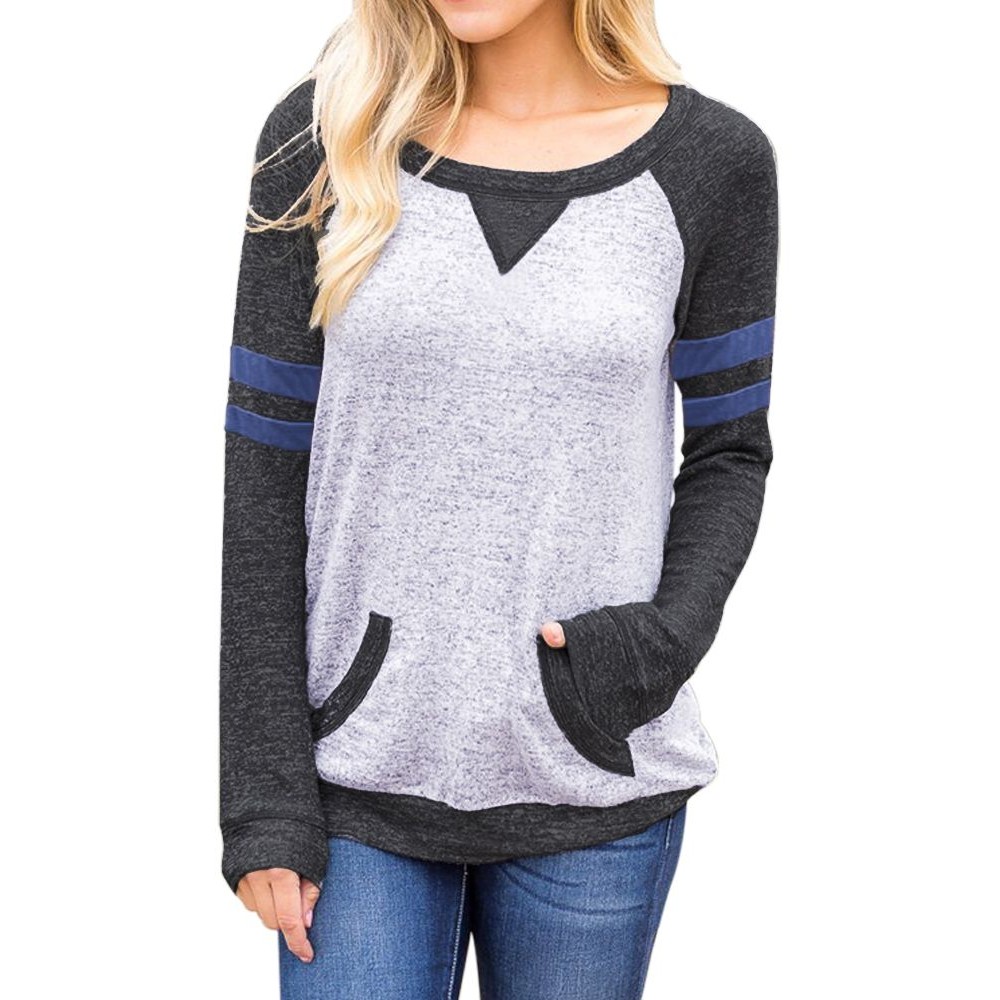 Contrast Stripes Black Sleeves Women Sweatshirt Contrast Stripes Black Sleeves Women Sweatshirt