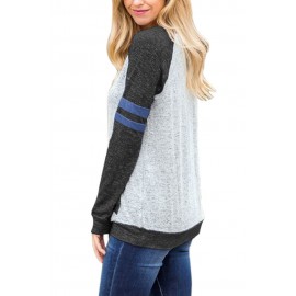 Contrast Stripes Black Sleeves Women Sweatshirt Contrast Stripes Black Sleeves Women Sweatshirt