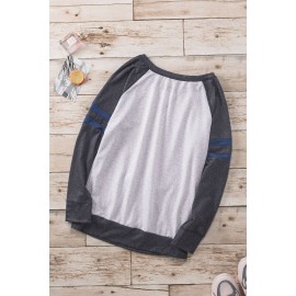 Contrast Stripes Black Sleeves Women Sweatshirt Contrast Stripes Black Sleeves Women Sweatshirt