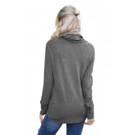 Charcoal Drawstring Cowl Neck Sweatshirt Charcoal Drawstring Cowl Neck Sweatshirt