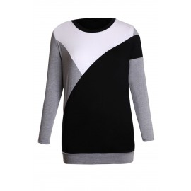 Black Shoulder Slope Trio Color Block Sweatshirt Black Shoulder Slope Trio Color Block Sweatshirt