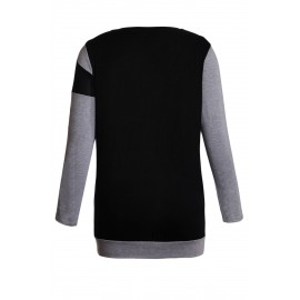 Black Shoulder Slope Trio Color Block Sweatshirt Black Shoulder Slope Trio Color Block Sweatshirt