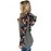 Floral Splice Black Striped Drawstring Hoodie