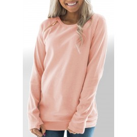 Gold Zip Detail Pink Pullover Sweatshirt Gold Zip Detail Pink Pullover Sweatshirt