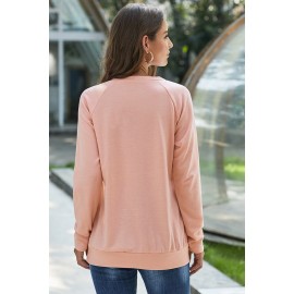 Gold Zip Detail Pink Pullover Sweatshirt Gold Zip Detail Pink Pullover Sweatshirt