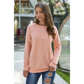 Gold Zip Detail Pink Pullover Sweatshirt Gold Zip Detail Pink Pullover Sweatshirt