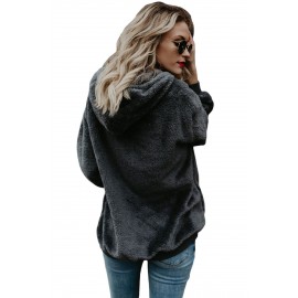 Dark Gray Warm Furry Pullover Hoodie Dark Gray Warm Furry Pullover Hoodie