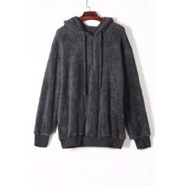 Dark Gray Warm Furry Pullover Hoodie Dark Gray Warm Furry Pullover Hoodie