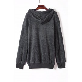 Dark Gray Warm Furry Pullover Hoodie Dark Gray Warm Furry Pullover Hoodie