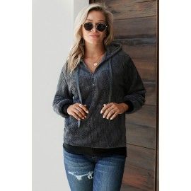 Dark Gray Warm Furry Pullover Hoodie Dark Gray Warm Furry Pullover Hoodie