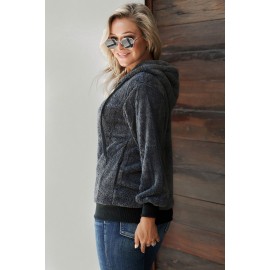 Dark Gray Warm Furry Pullover Hoodie Dark Gray Warm Furry Pullover Hoodie