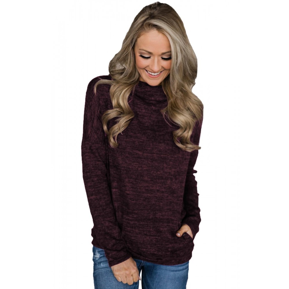 Burgundy Heathered Kangaroo Pocket Sweatshirt Burgundy Heathered Kangaroo Pocket Sweatshirt