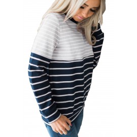 Gray Stripes Accent Color Blocked Sweatshirt Gray Stripes Accent Color Blocked Sweatshirt