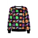 Fashion Emoji Print Black Women Sweatshirt