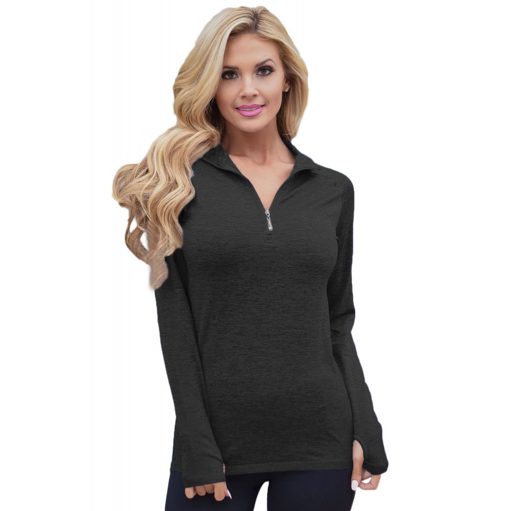 Black Zip up Long Sleeve Gym Yoga Top Black Zip up Long Sleeve Gym Yoga Top