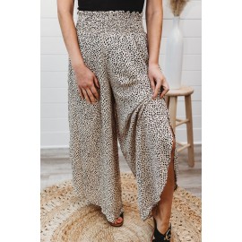 Leopard Print Smocked Waist Flare Pants